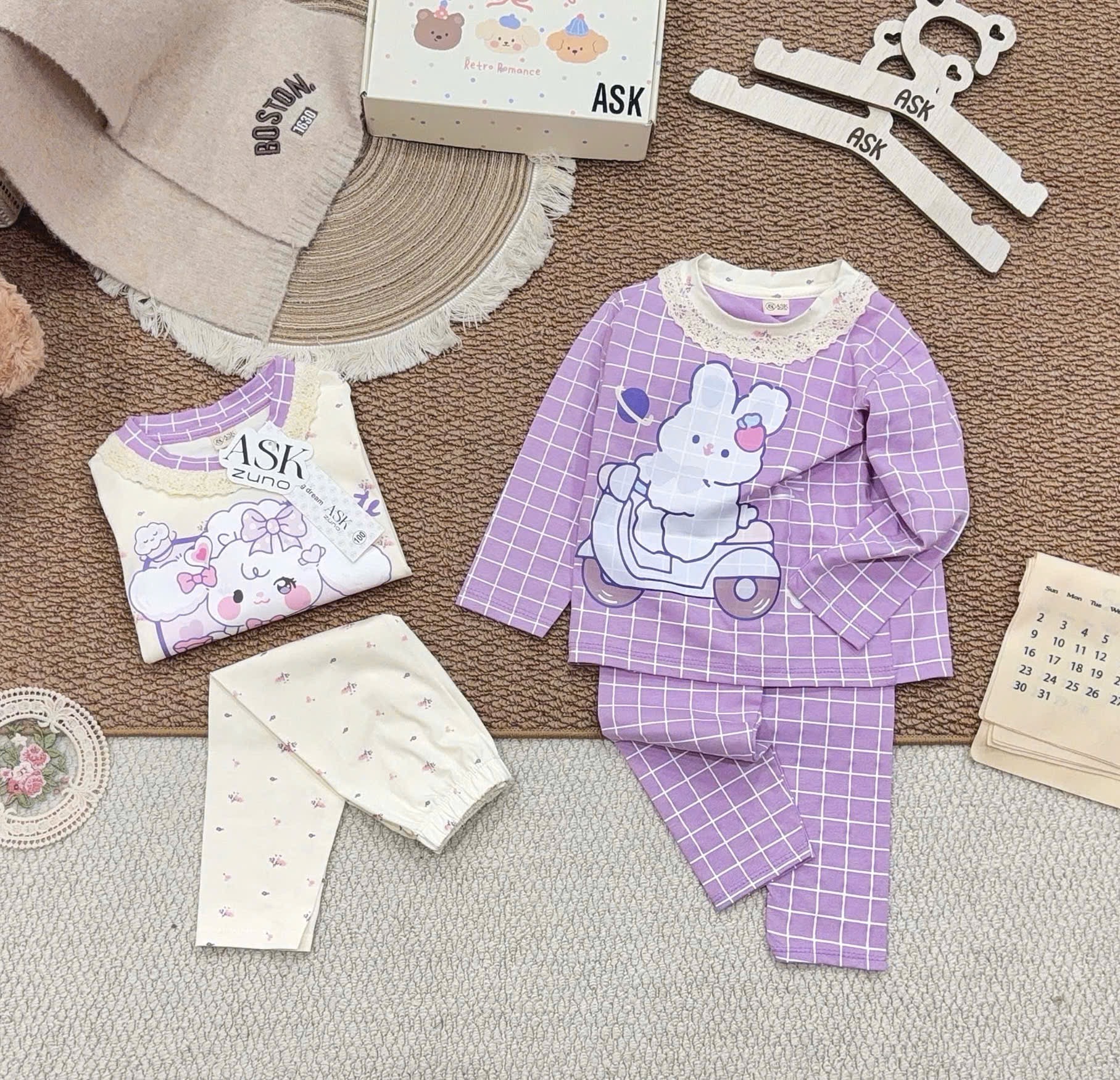 SET 2 BỘ DT HÌNH THỎ TONE TÍM