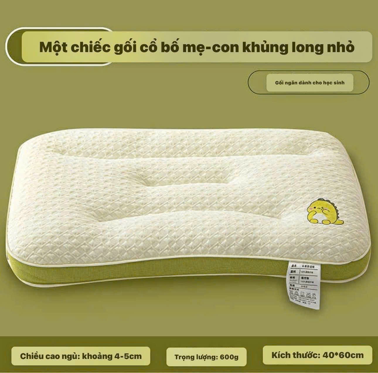 SET 2 GỐI KHỦNG LONG VIỀN XANH CHO BE