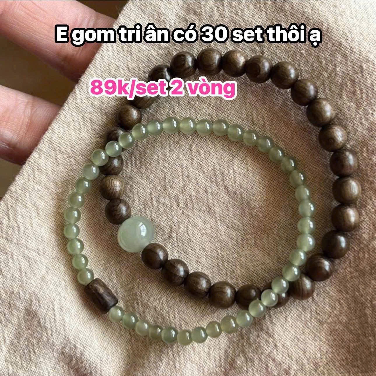SET 2 VÒNG TAY GỖ ĐÀN HƯƠNG MIX NGỌC