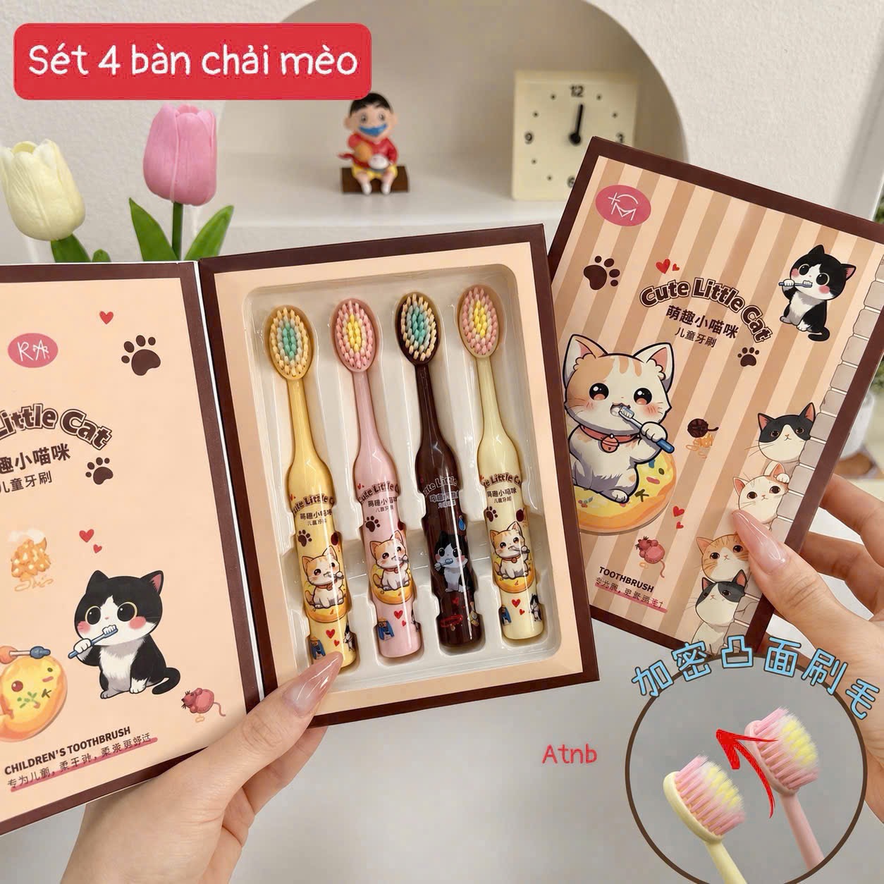 SÉT 4 BÀN CHẢI MÈO CHO BÉ