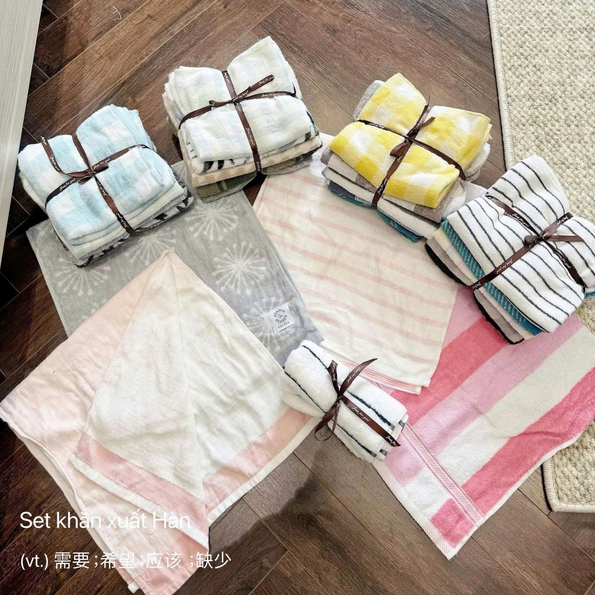 SET 5 KHĂN TẮM GỘI KẺ LOVE ENTERNAL XUẤT DƯ
