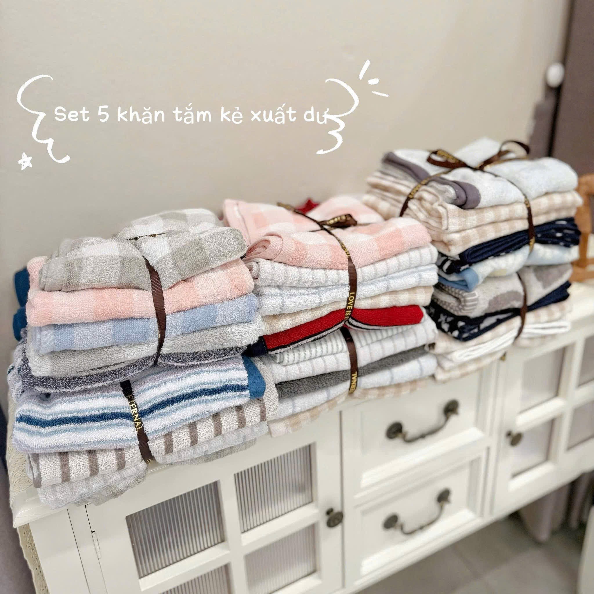 SET 5 KHĂN TẮM GỘI KẺ LOVE ENTERNAL XUẤT DƯ