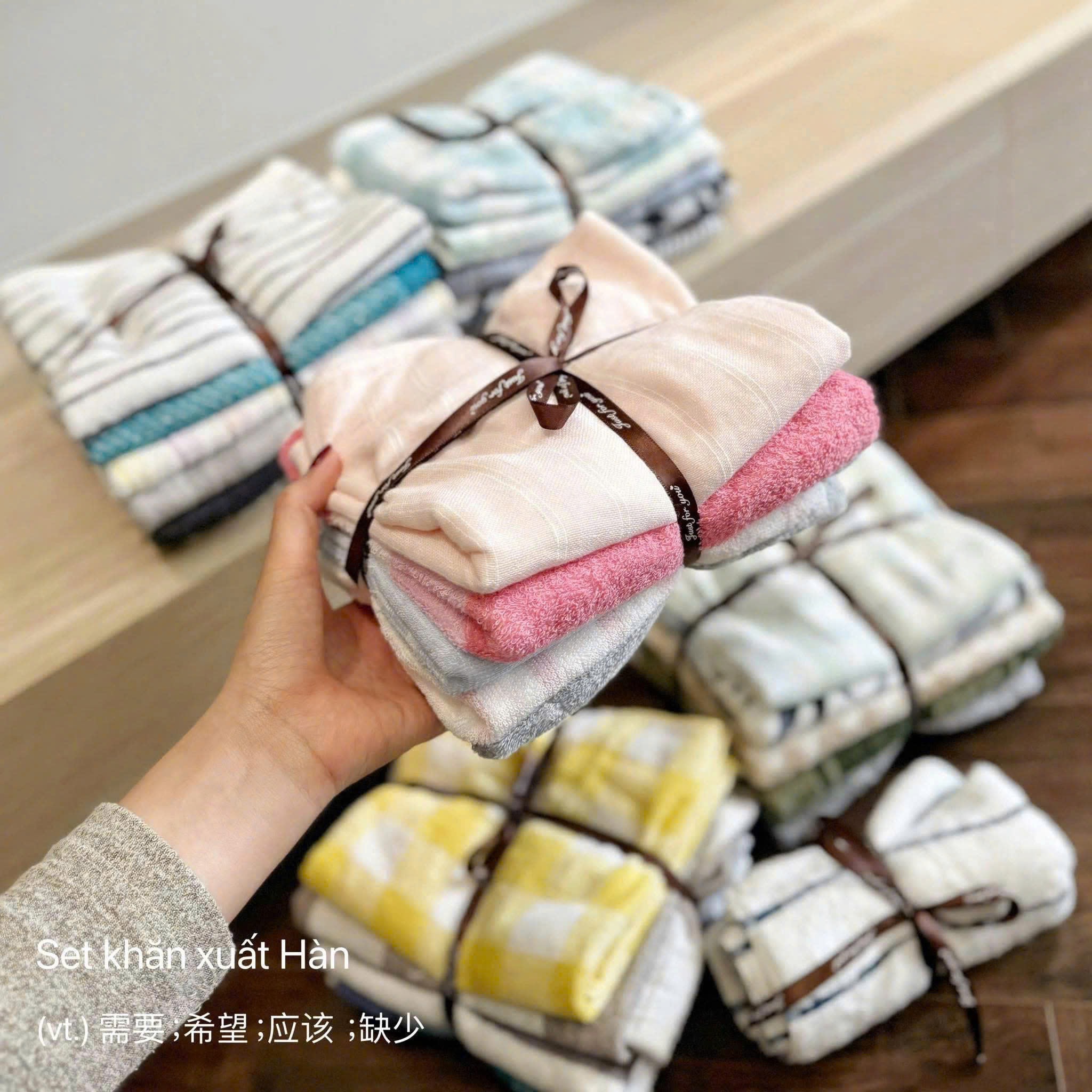 SET 5 KHĂN TẮM GỘI KẺ LOVE ENTERNAL XUẤT DƯ