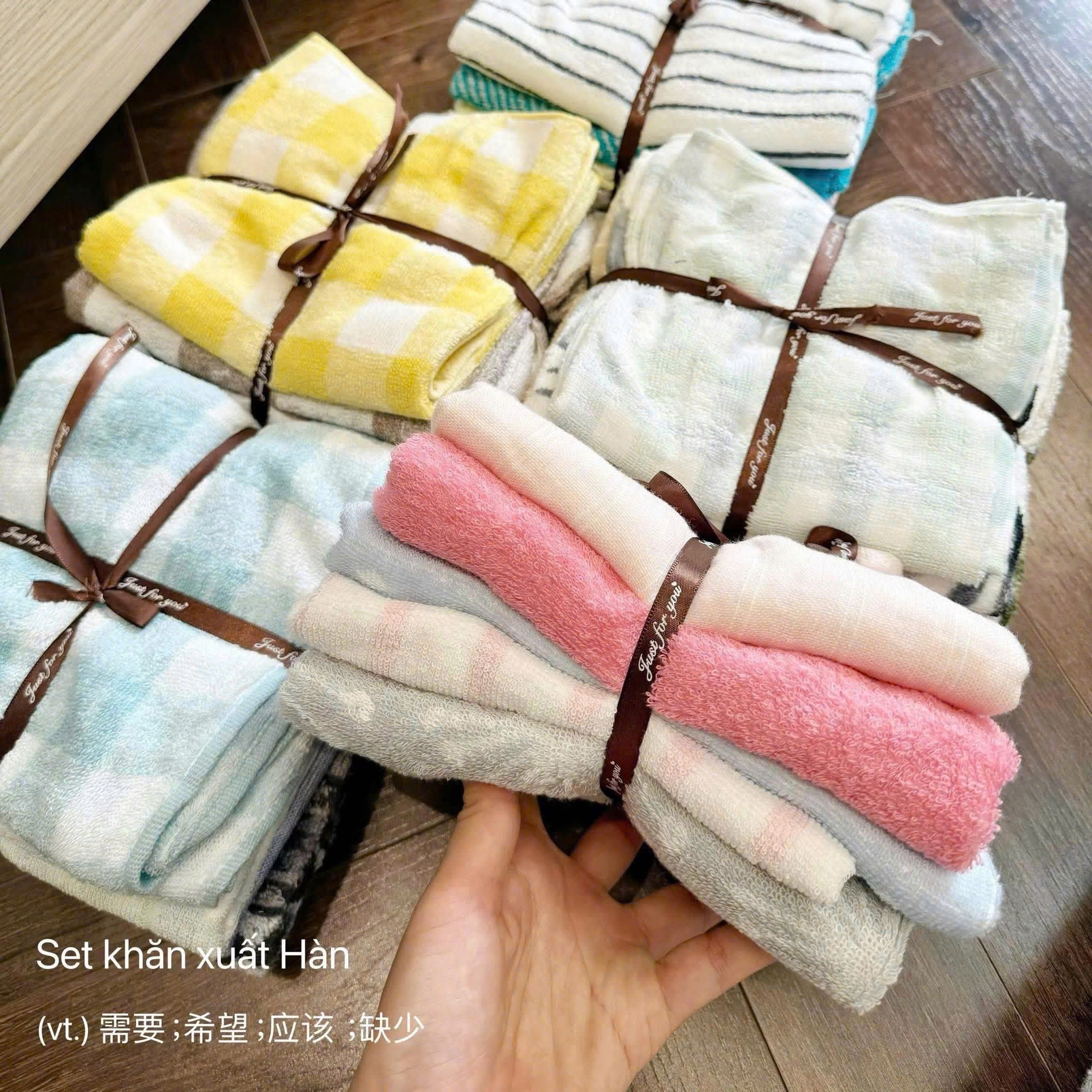 SET 5 KHĂN TẮM GỘI KẺ LOVE ENTERNAL XUẤT DƯ