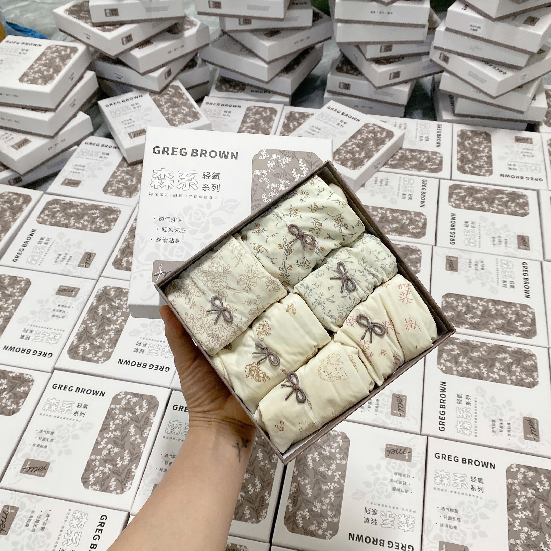 SET 6 QUẦN LÓT HOA GẮN NƠ FULL BOX M8820