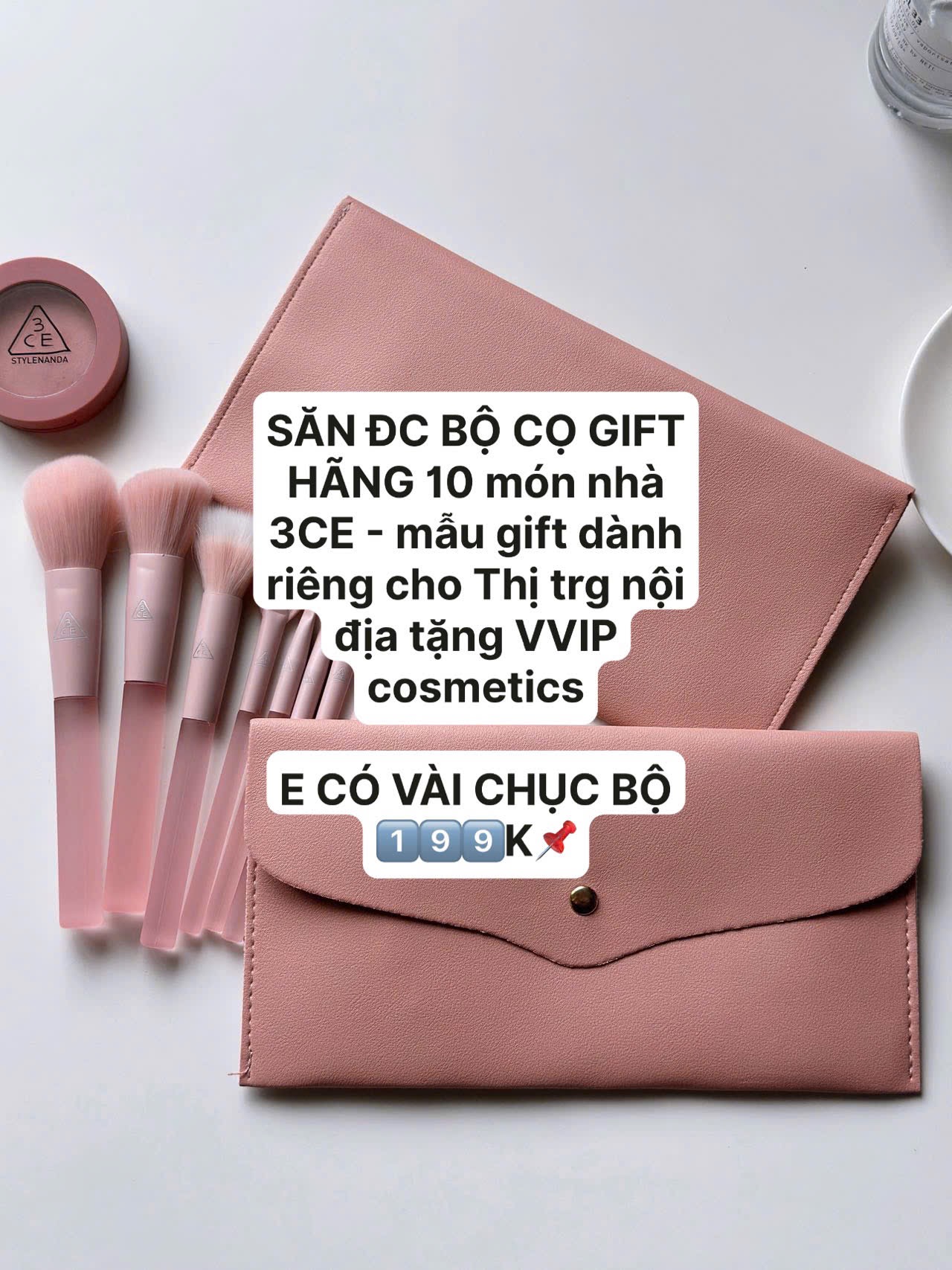 SET CỌ 10CT 3CE MÀU HỒNG