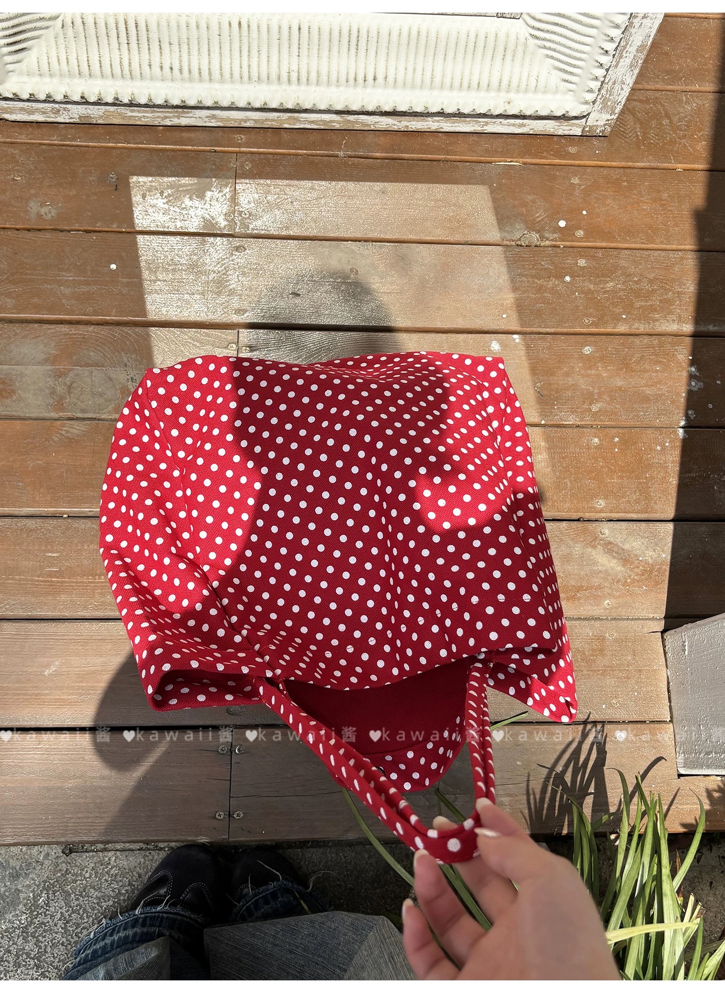 TÚI TOTE BIGSIZE CHẤM BI MÀU ĐỎ QC