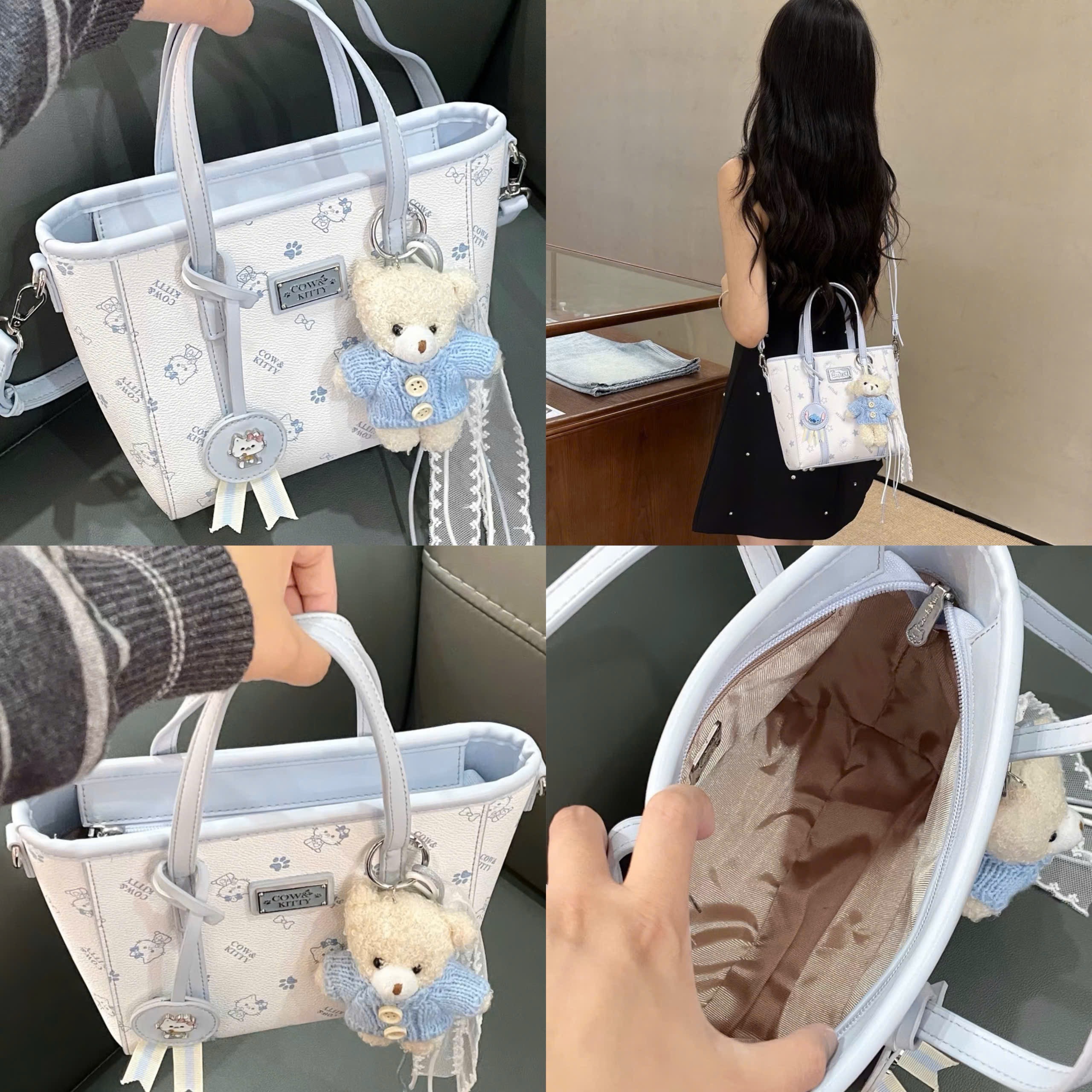 TÚI XÁCH KITTY KÈM CHAM GẤU M8216