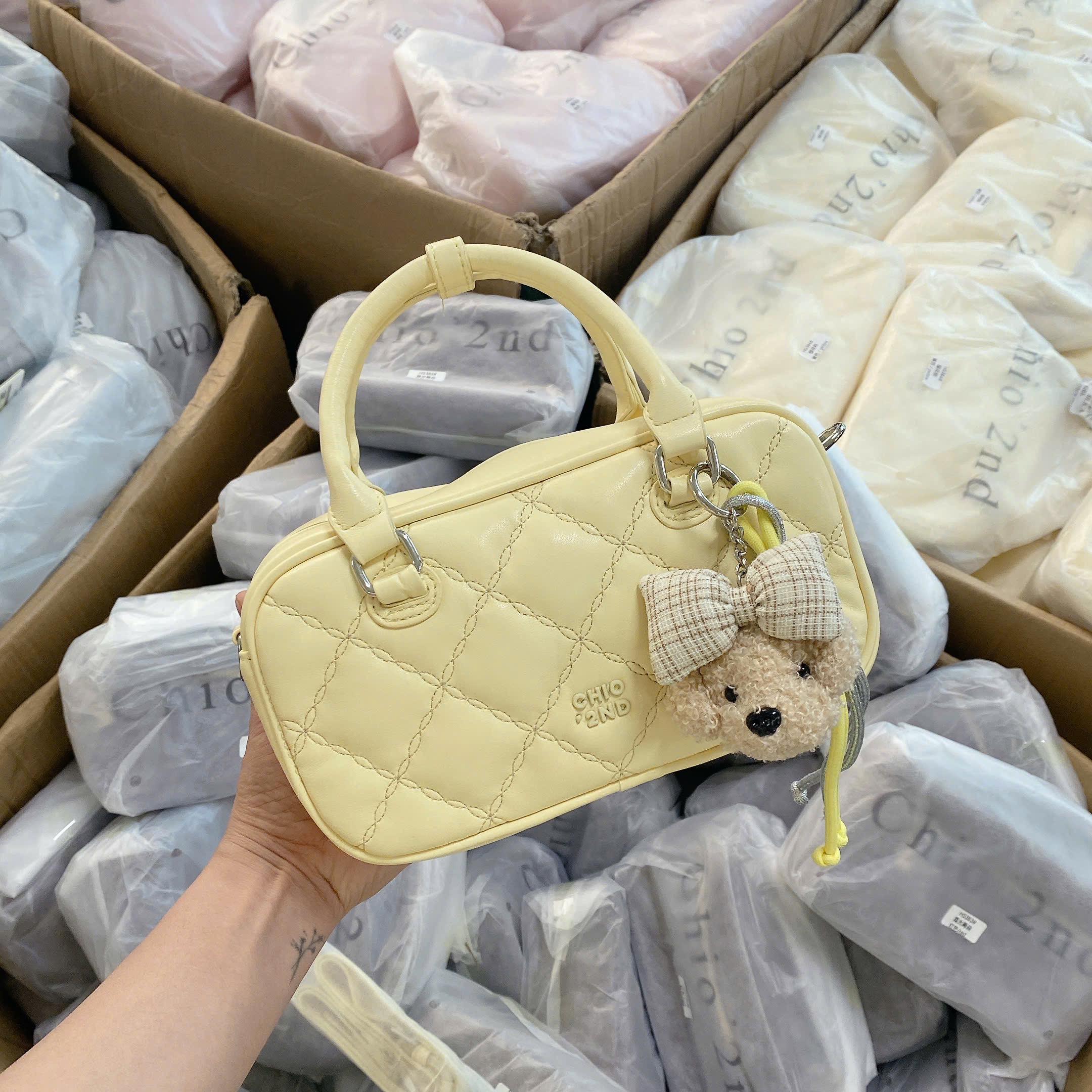TÚI XÁCH TRÁM 3 MÀU QUAI CHARM M384