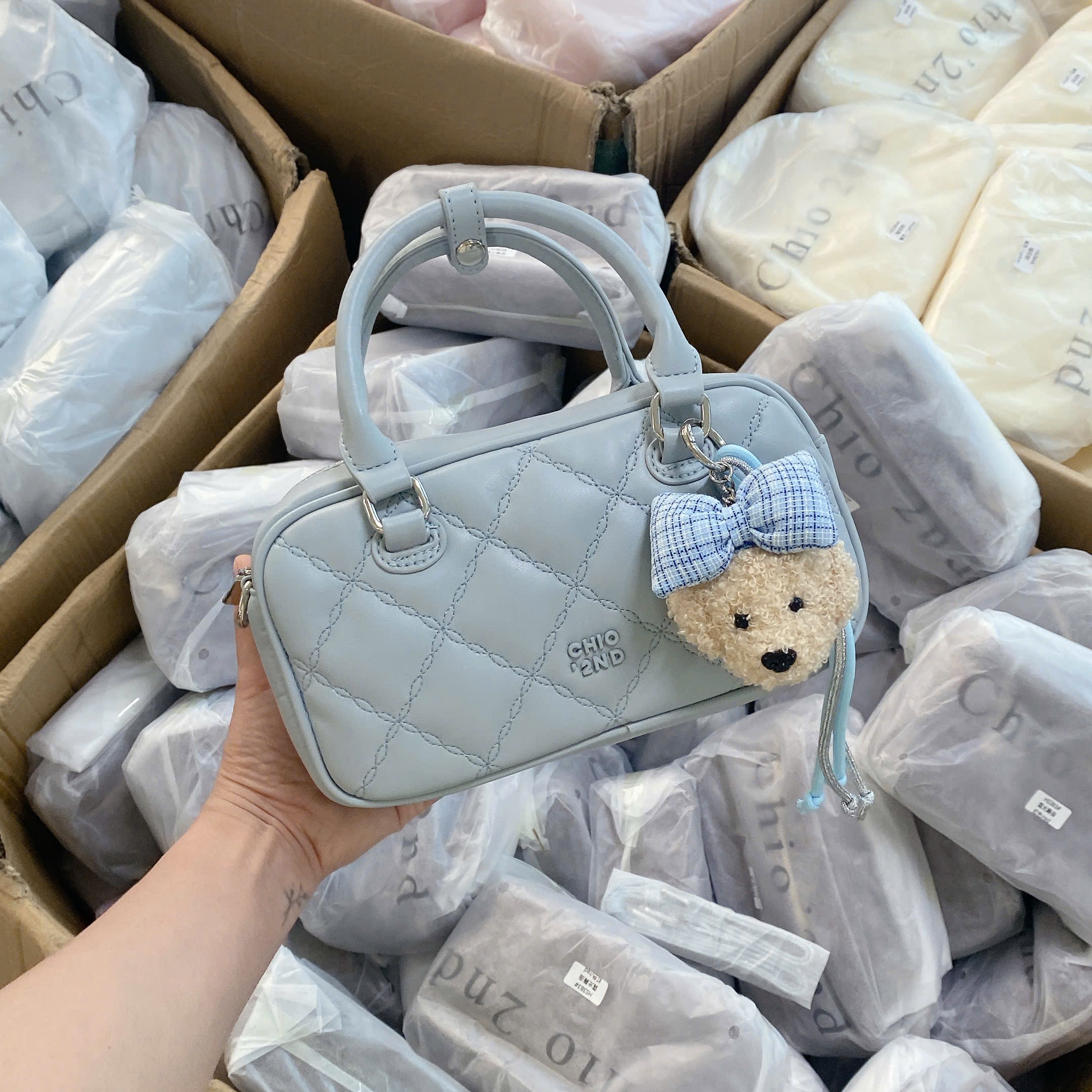 TÚI XÁCH TRÁM 3 MÀU QUAI CHARM M384