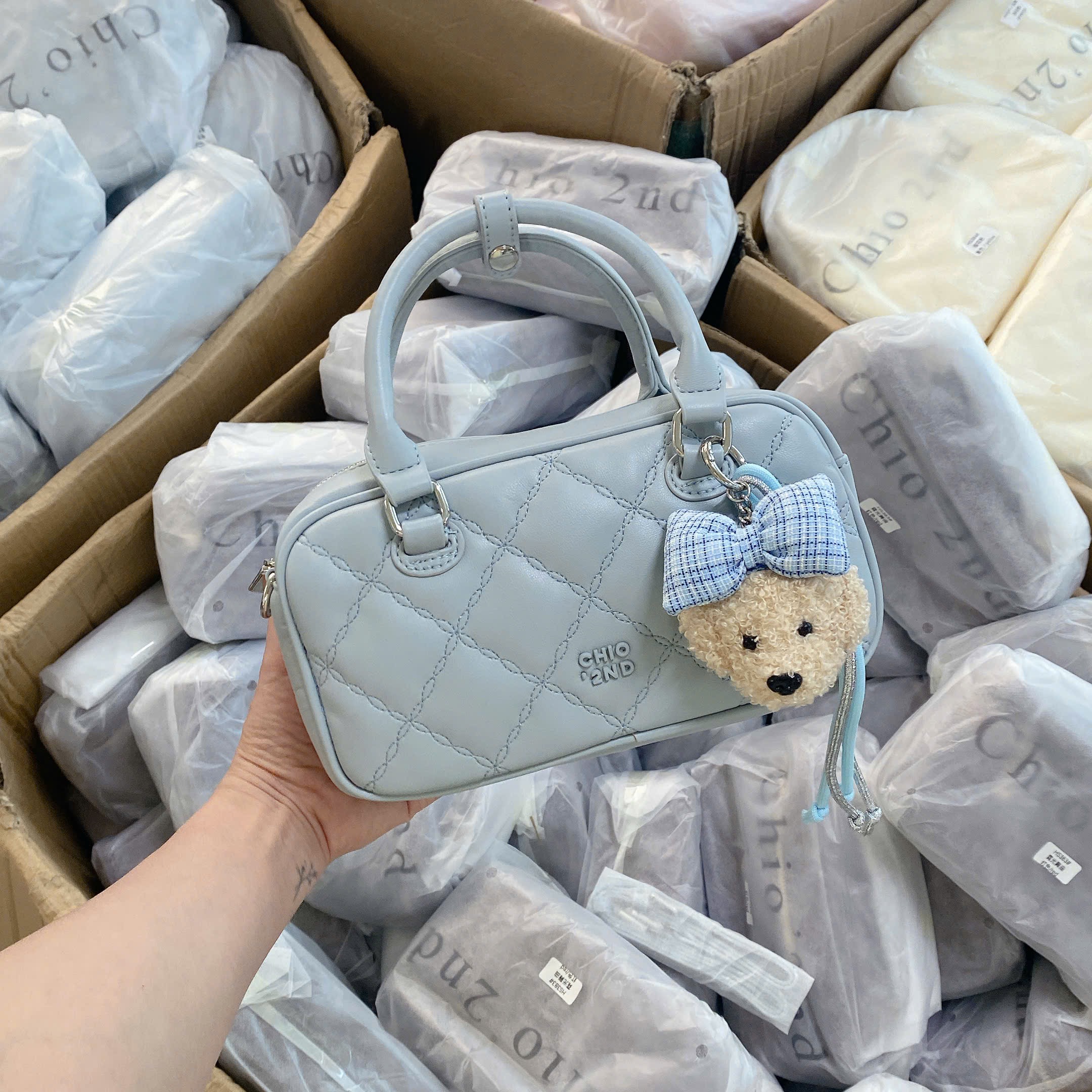 TÚI XÁCH TRÁM 3 MÀU QUAI CHARM M384