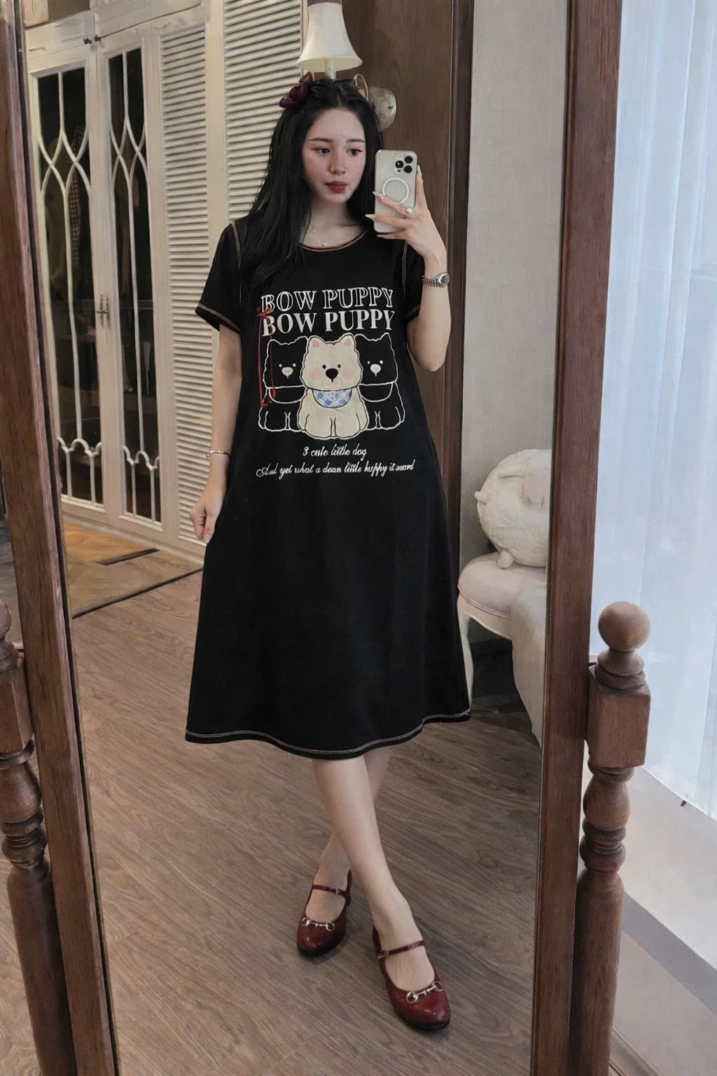 VÁY SUÔNG PUPPY CT 2 MÀU ĐEN ĐỎ