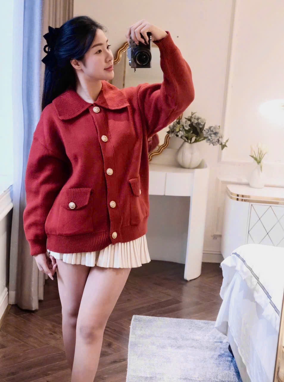 XẢ KHO ÁO LEN CDG ĐỎ CAM CÚC ĐỒNG CHO NỮ