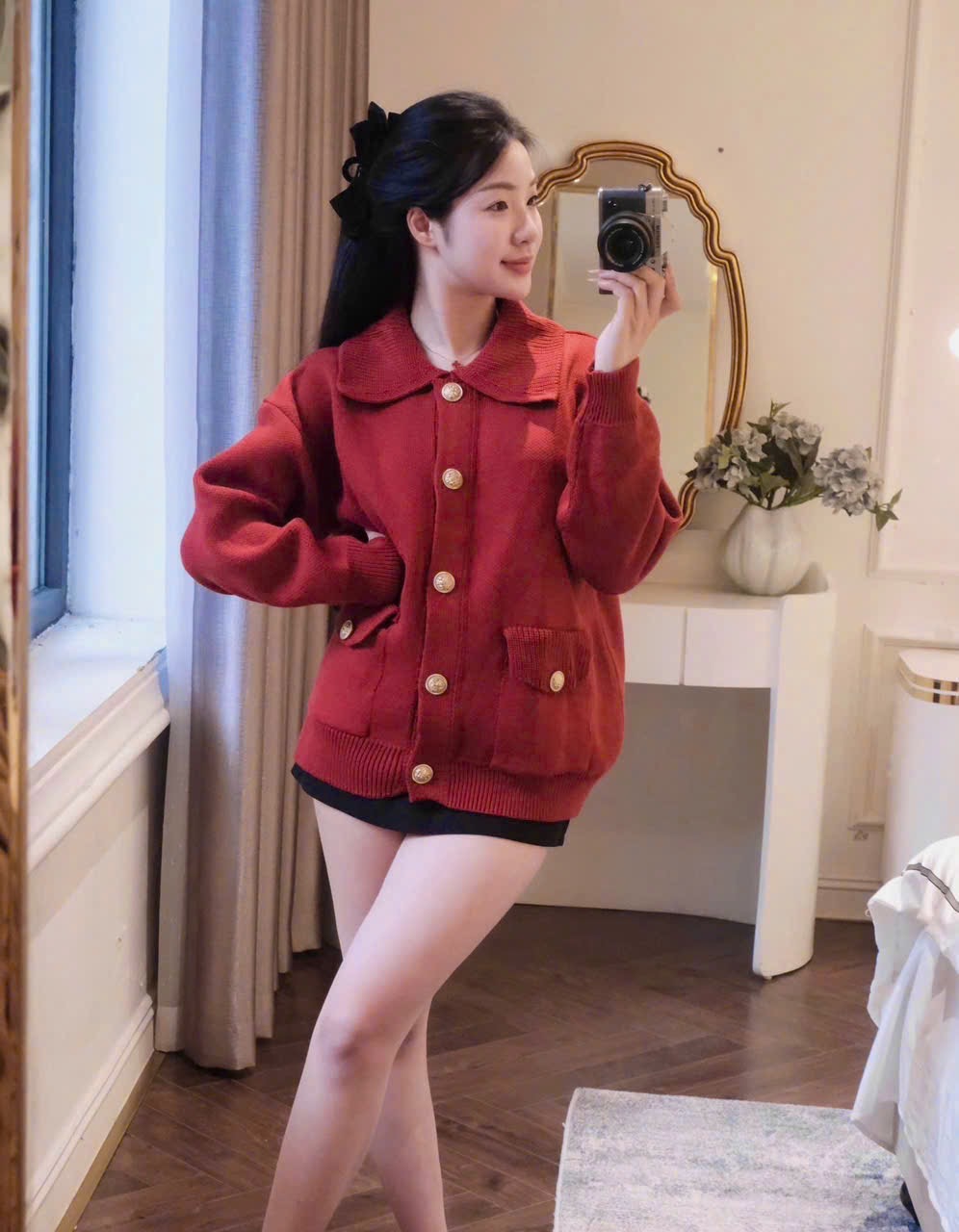 XẢ KHO ÁO LEN CDG ĐỎ CAM CÚC ĐỒNG CHO NỮ