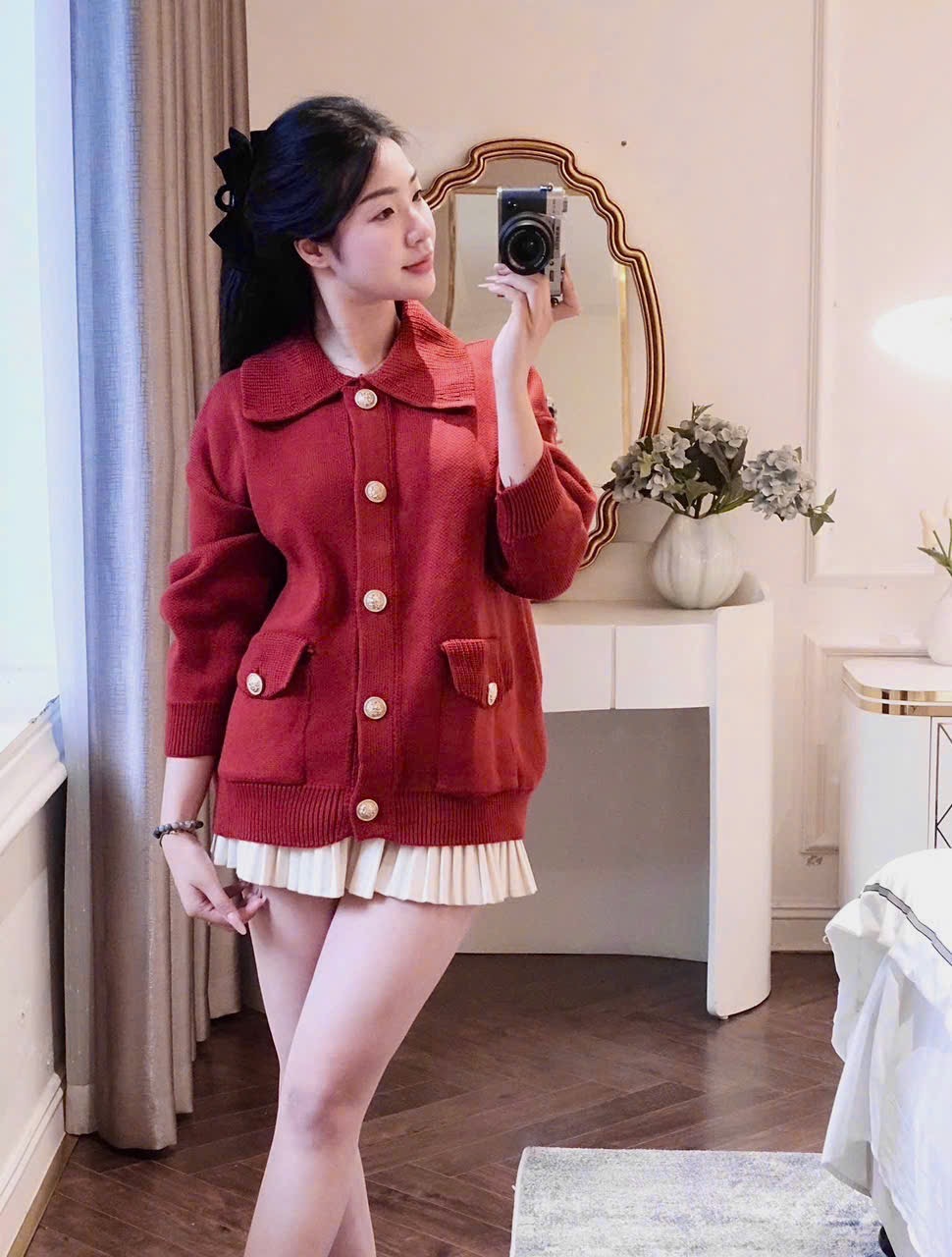 XẢ KHO ÁO LEN CDG ĐỎ CAM CÚC ĐỒNG CHO NỮ