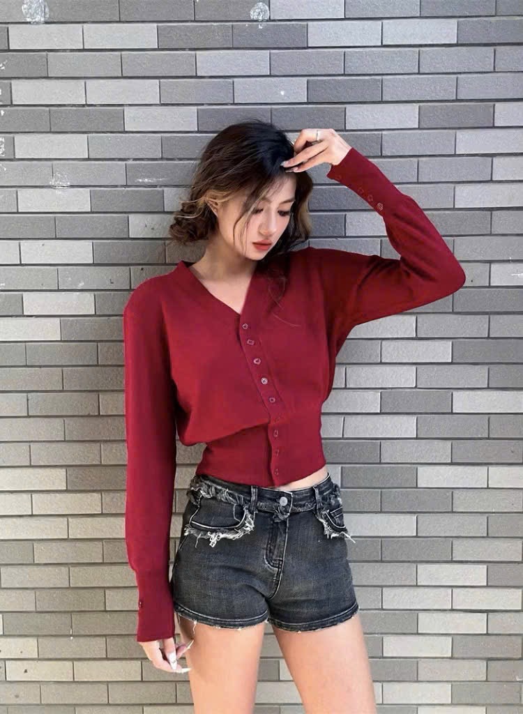 XẢ KHO ÁO LEN CỔ TIM DÀI TAY CHO NỮ
