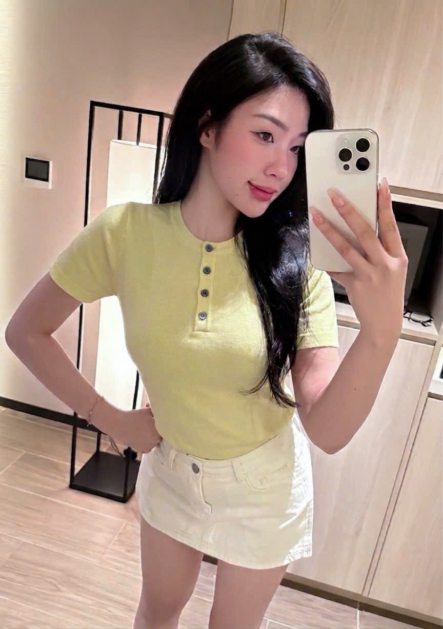 XẢ KHO ÁO LEN KHUY NGỰC CỔ TRÒN VANGD XANH