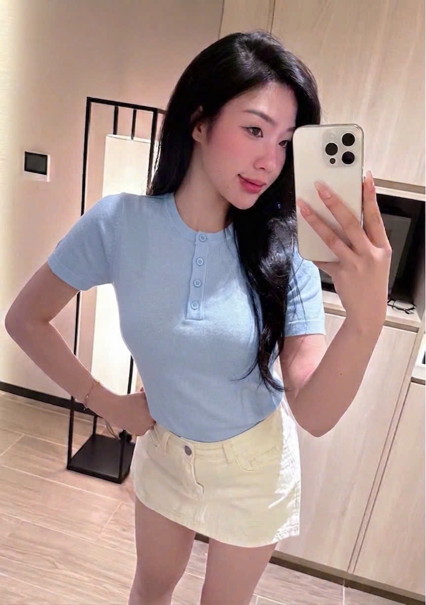 XẢ KHO ÁO LEN KHUY NGỰC CỔ TRÒN VANGD XANH