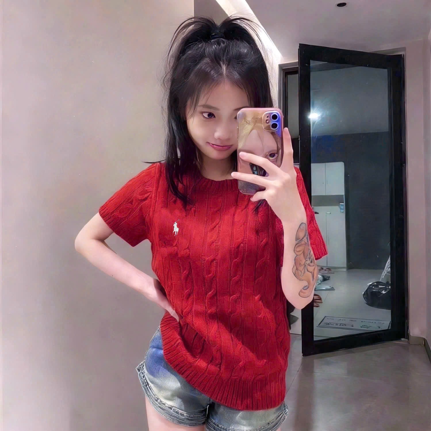 XẢ KHO ÁO LEN MÀU ĐỎ THÊU NGỰA