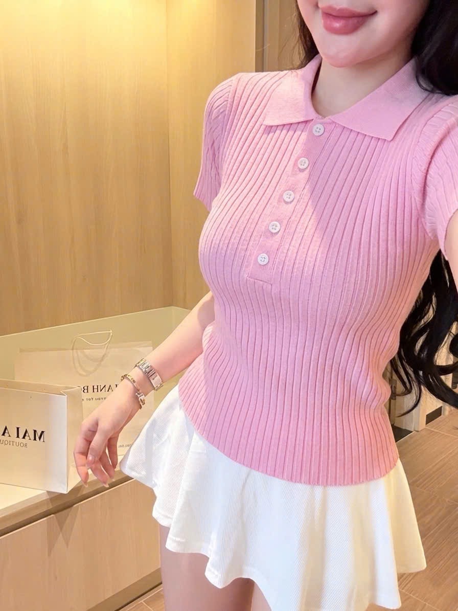 XẢ KHO ÁO LEN POLO HỒNG NỮ