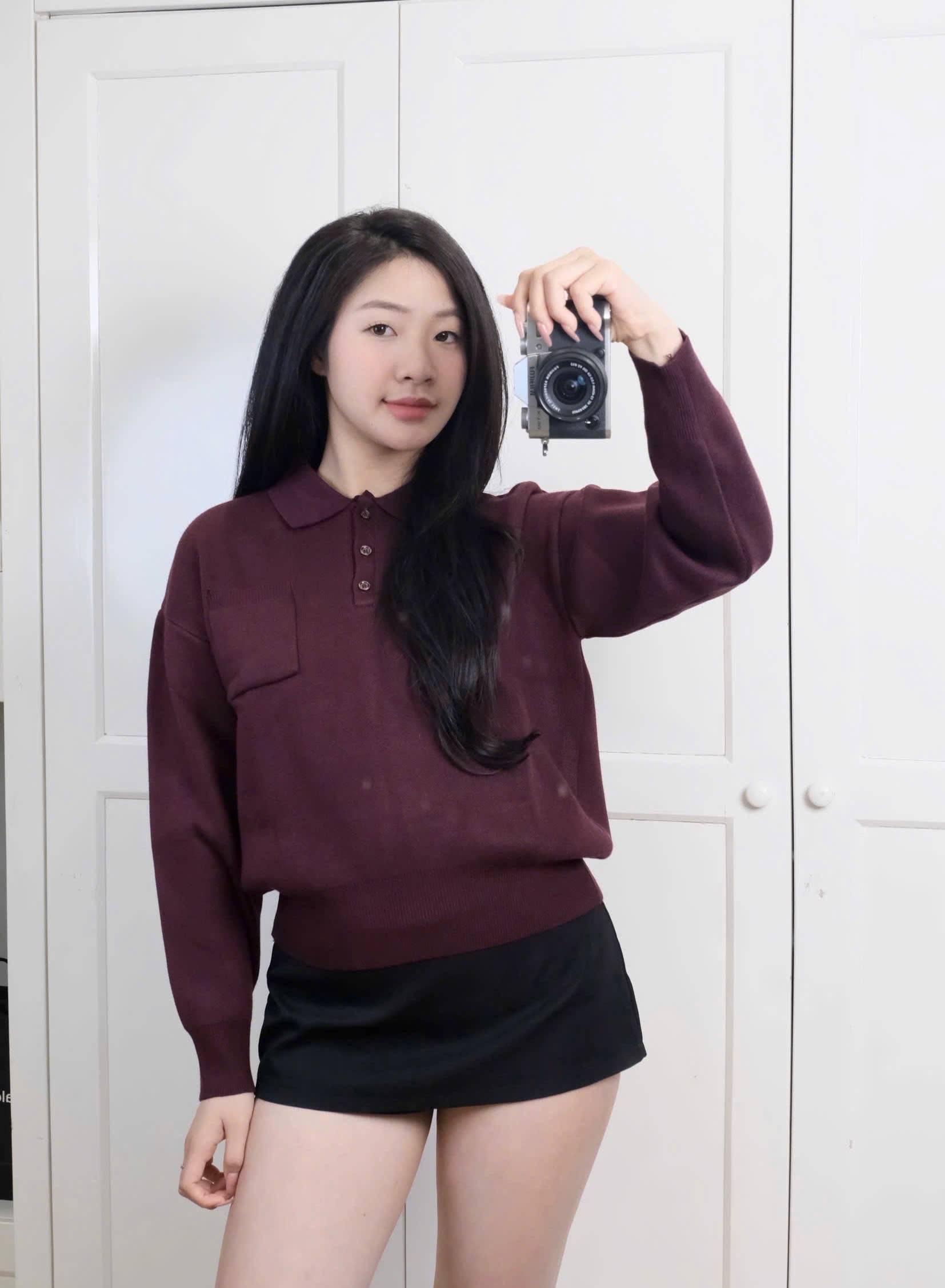 XẢ KHO ÁO LEN POLO ZRF ĐỎ MẬN CHO NỮ