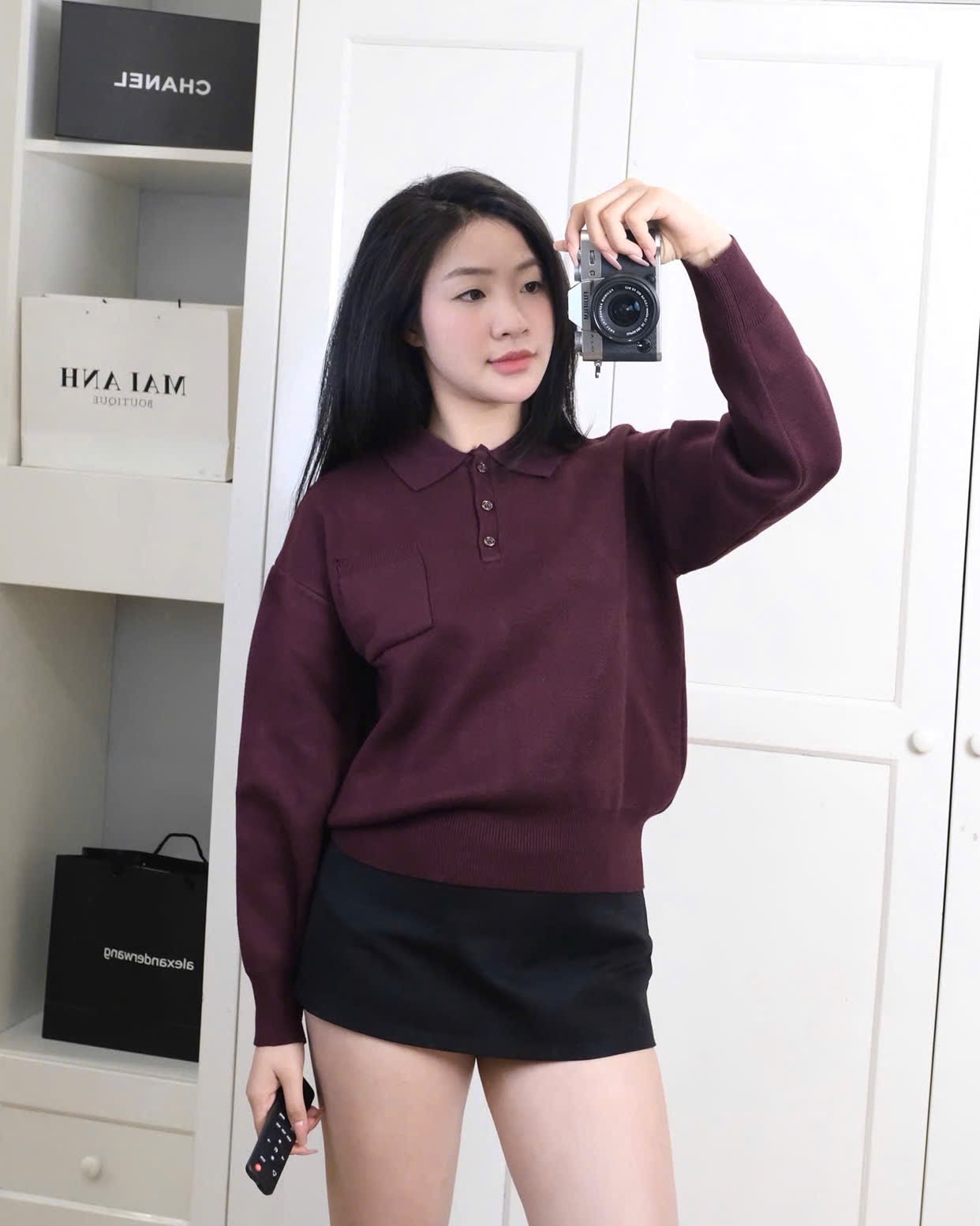 XẢ KHO ÁO LEN POLO ZRF ĐỎ MẬN CHO NỮ