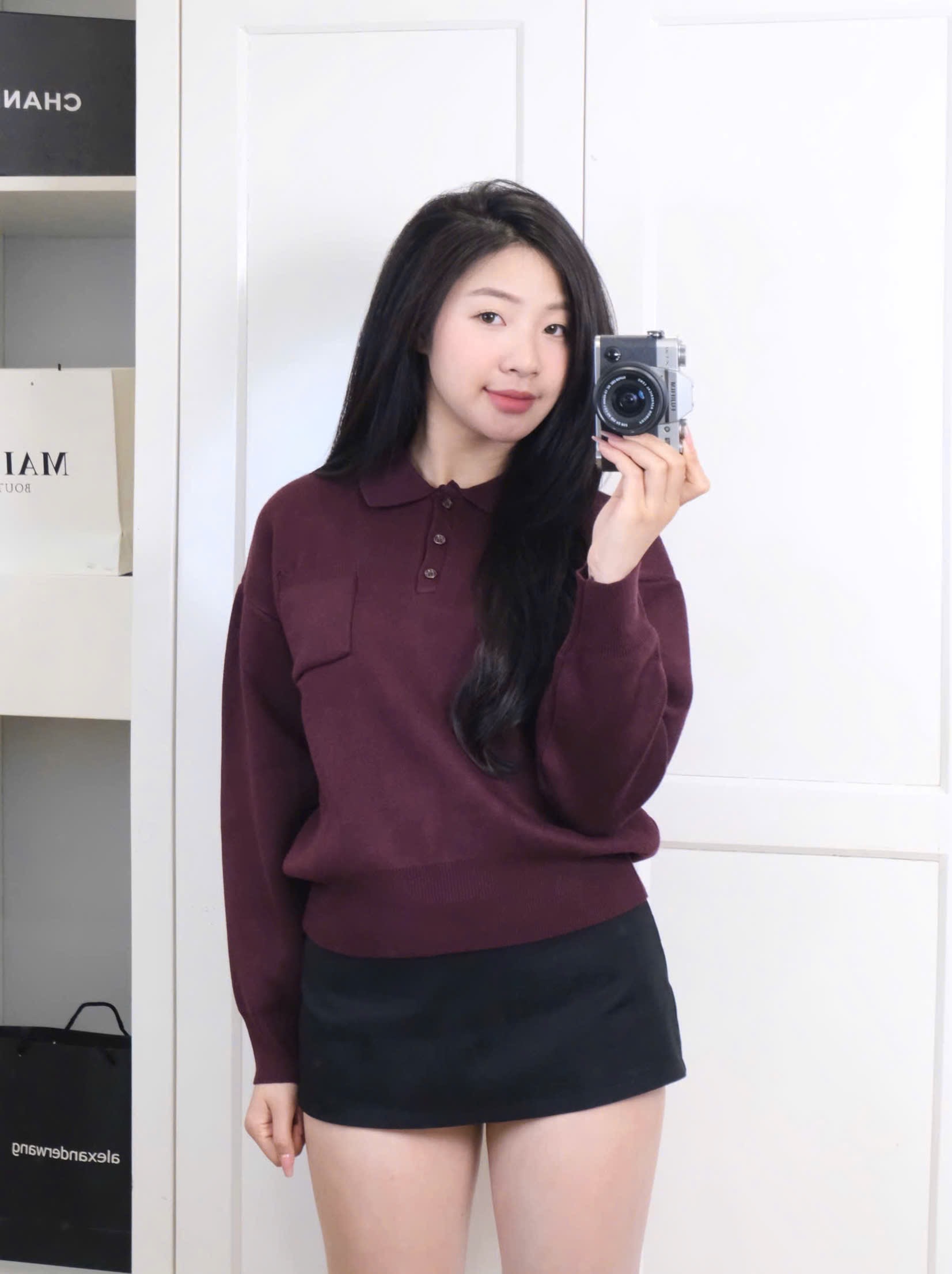 XẢ KHO ÁO LEN POLO ZRF ĐỎ MẬN CHO NỮ