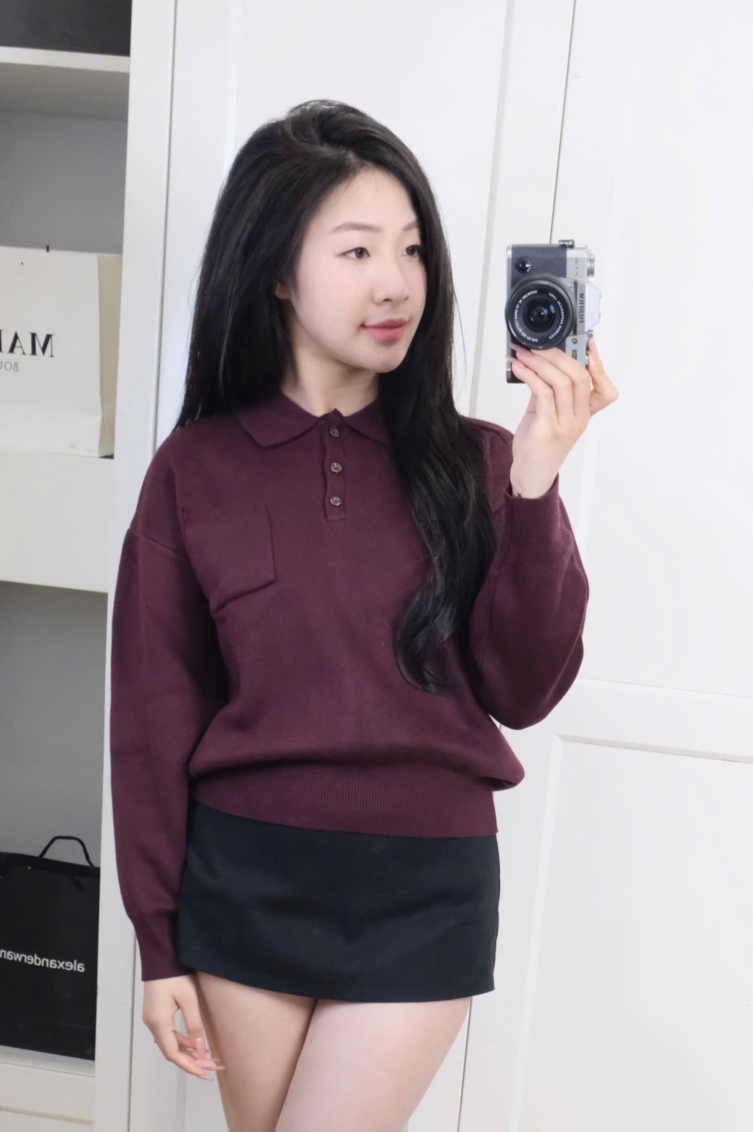 XẢ KHO ÁO LEN POLO ZRF ĐỎ MẬN CHO NỮ