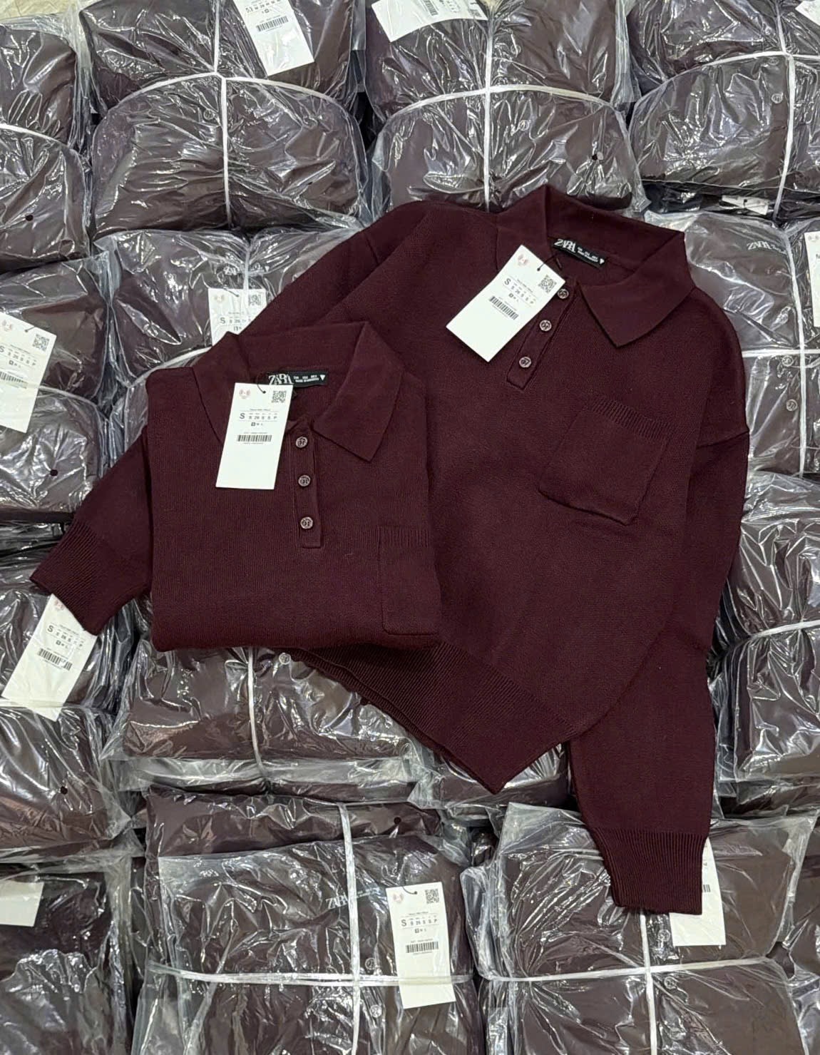 XẢ KHO ÁO LEN POLO ZRF ĐỎ MẬN CHO NỮ