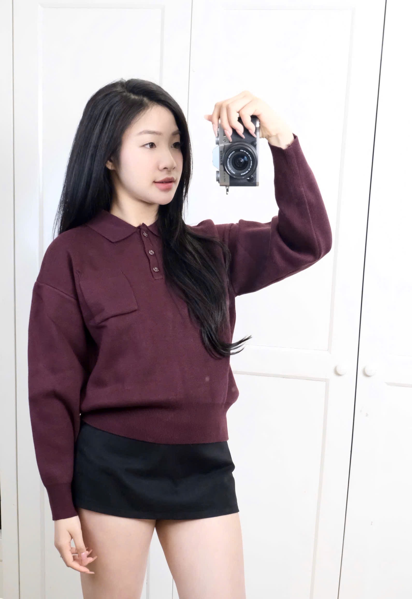 XẢ KHO ÁO LEN POLO ZRF ĐỎ MẬN CHO NỮ