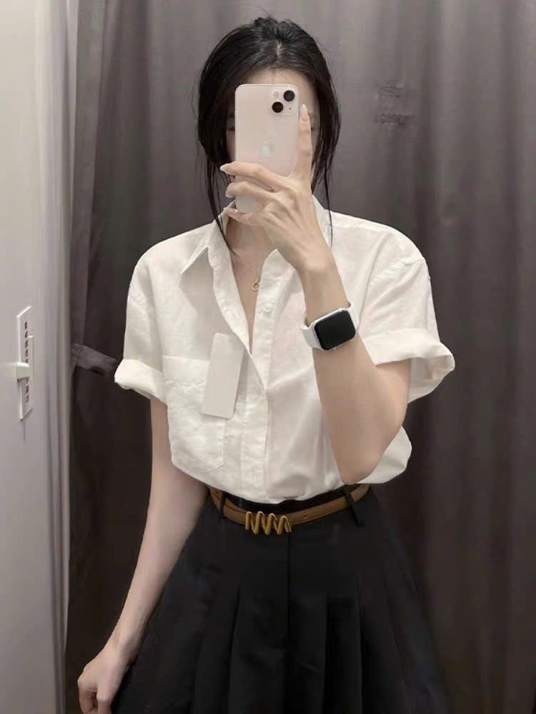 XẢ KHO ÁO SƠ MI TRẮNG CỘC TAY TÚI NGỰC