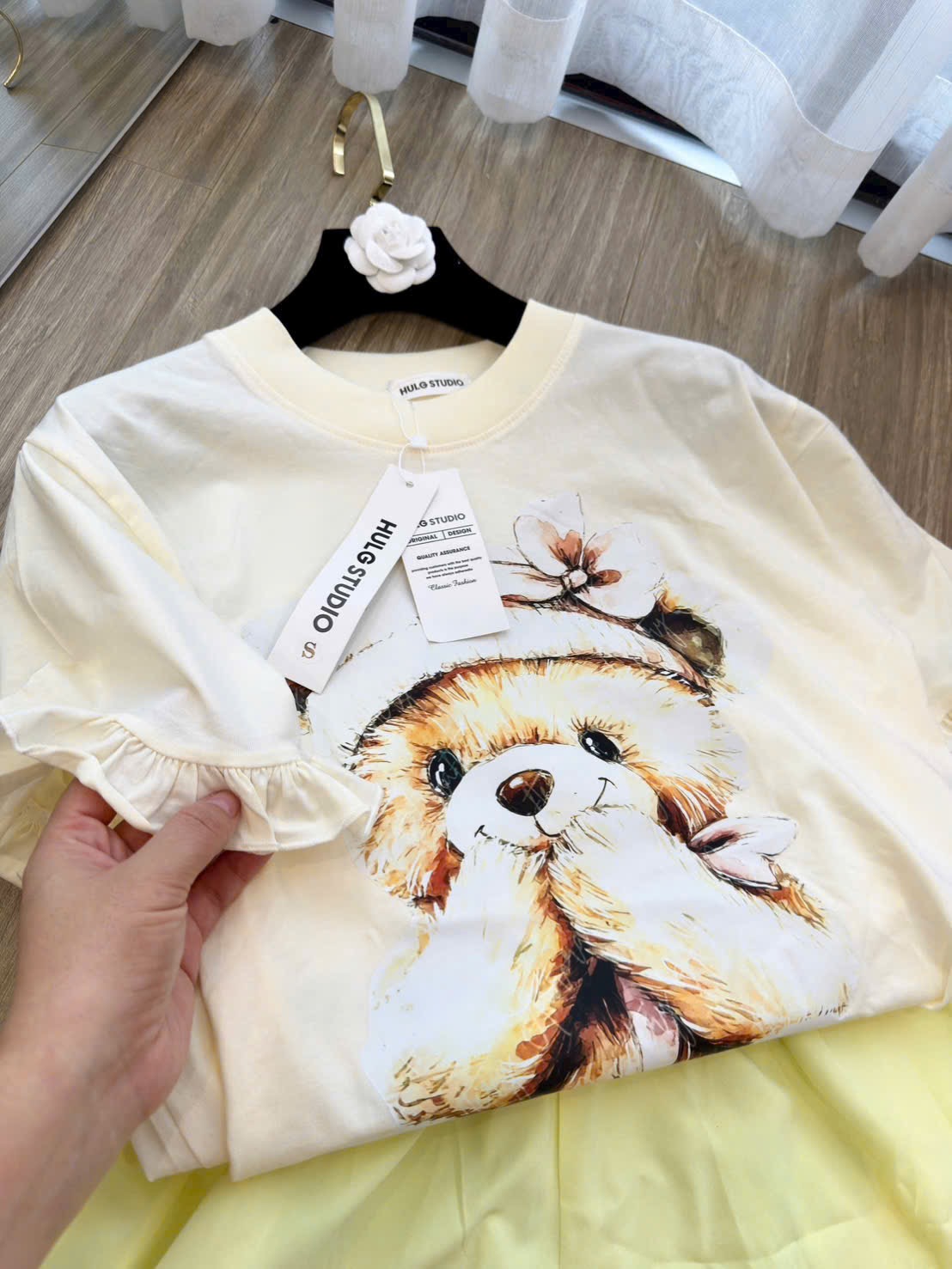XẢ KHO BỘ HÌNH GẤU QUẦN BÈO VÀNG CHO BÉ