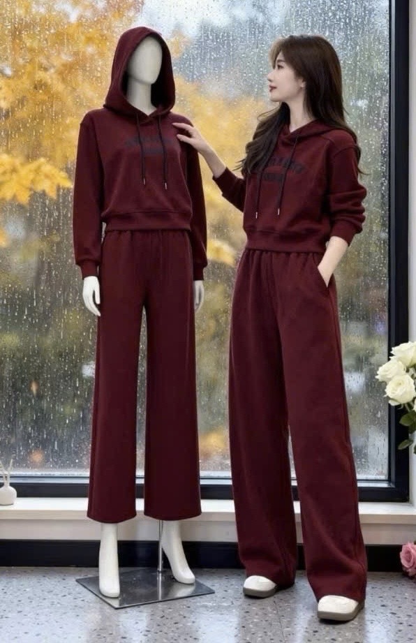 XẢ KHO BỘ HODIE NỈ MŨ ĐỎ IN CHỮ