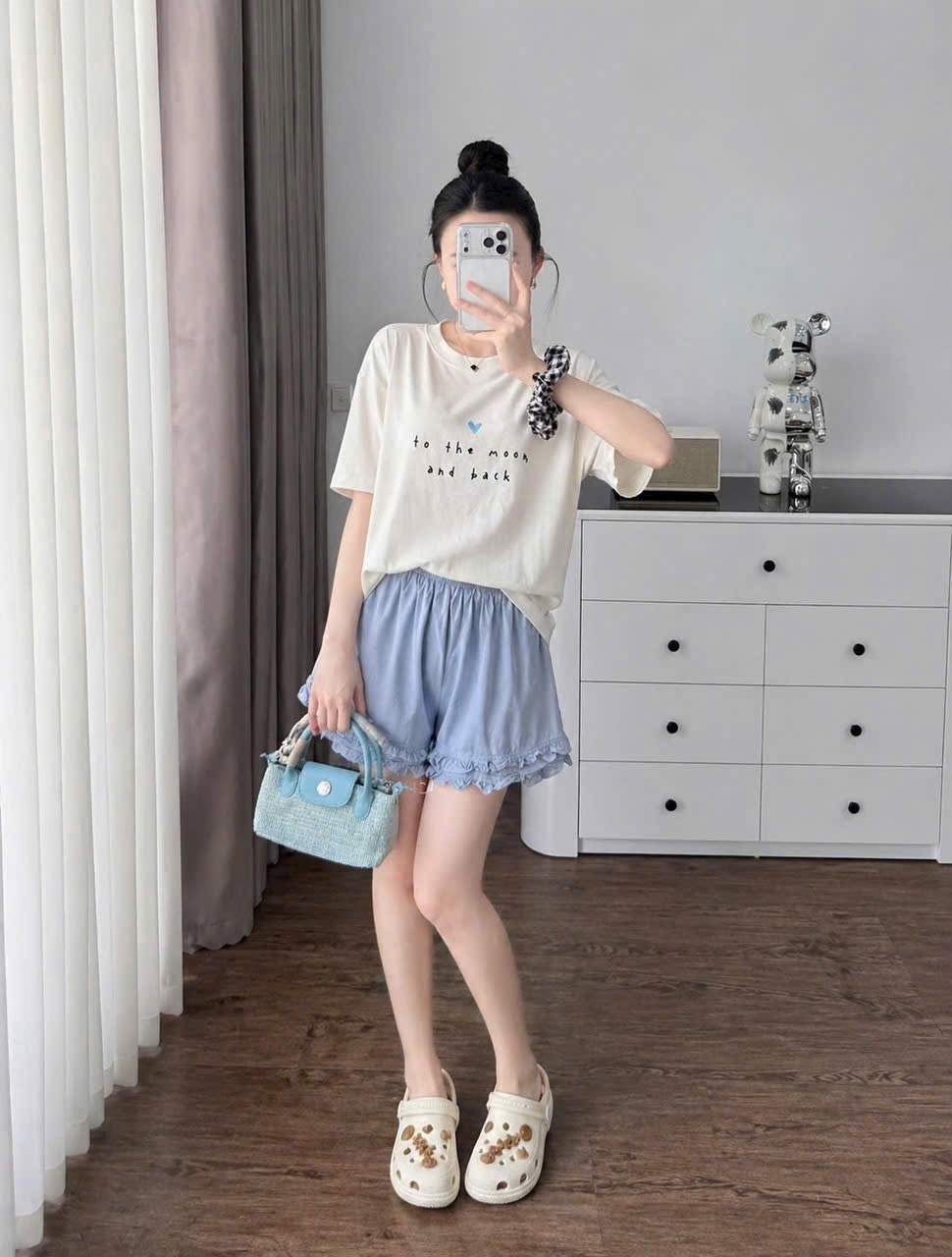 XẢ KHO BỘ TRẮNG TRÁI TIM QUẦN XANH BEO CHO NỮ