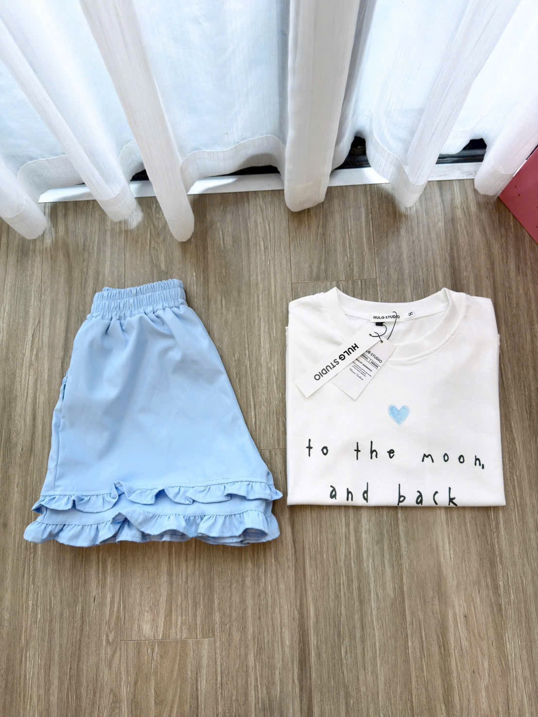 XẢ KHO BỘ TRẮNG TRÁI TIM QUẦN XANH BEO CHO NỮ