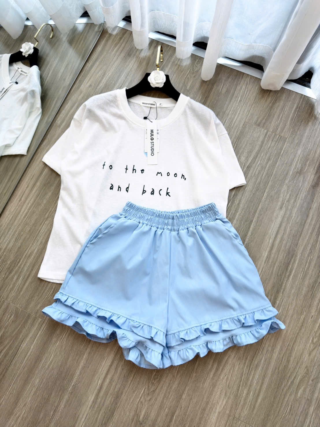 XẢ KHO BỘ TRẮNG TRÁI TIM QUẦN XANH BEO CHO NỮ