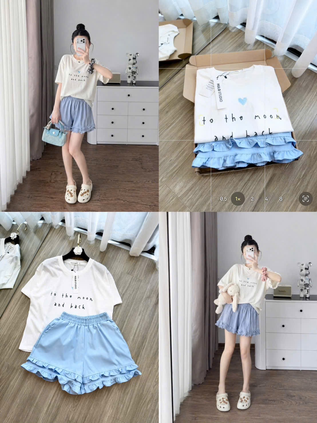 XẢ KHO BỘ TRẮNG TRÁI TIM QUẦN XANH BEO CHO NỮ