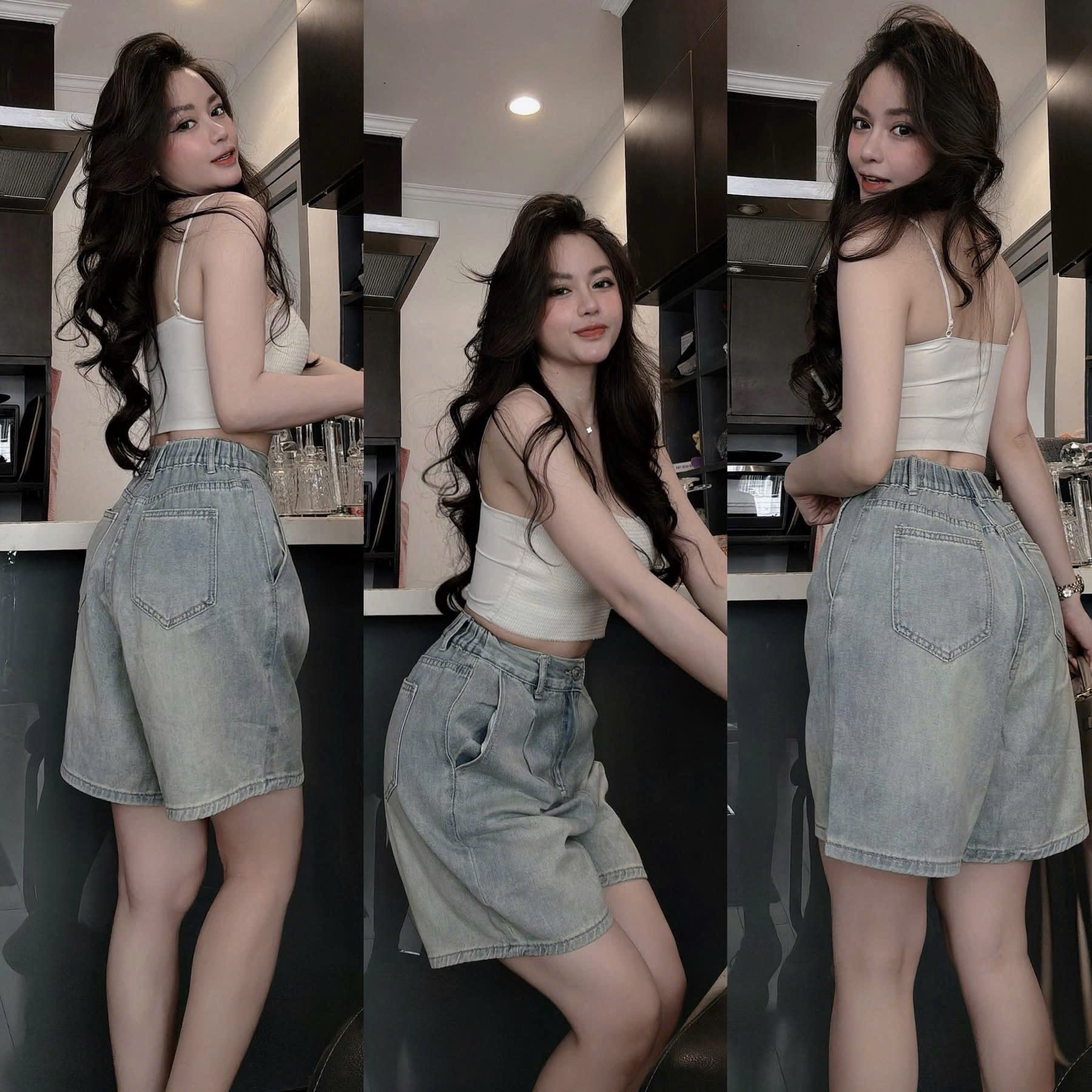 XẢ KHO QUẦN SOOC JEAN 2 MÀU XANH HỒNG