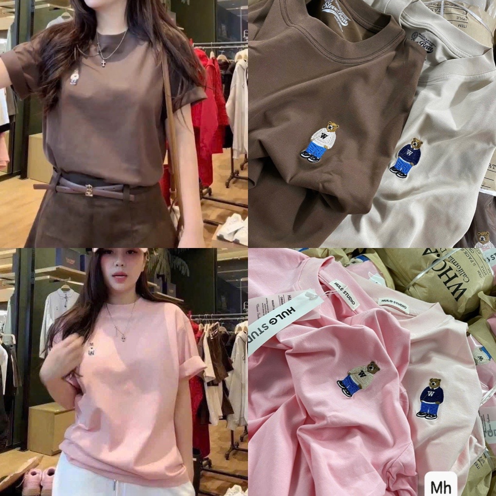 XẢ KHO SÉT 2 ÁO PULL CỘC GẤU WHOU NÂU BE HỒNG
