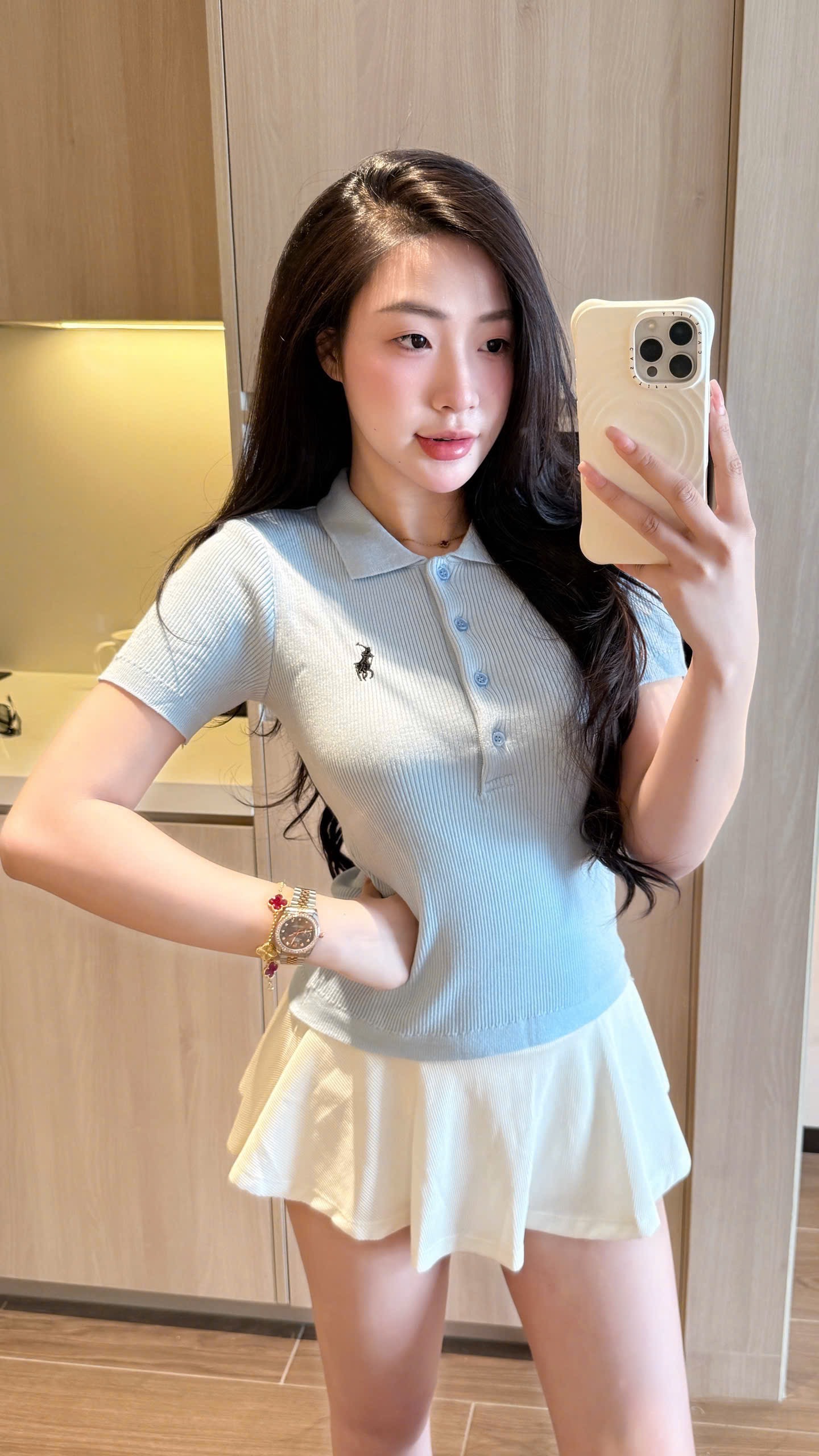 Xanh dương - ÁO LEN TĂM POLO THÊU NGỰA CỘC TAY XANH JDMS
