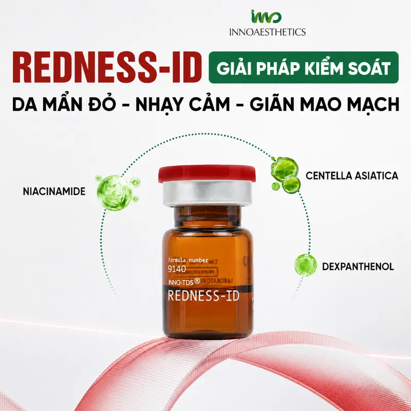 Hoạt chất meso cải thiện tình trạng da mỏng yếu Innoaesthetics REDNESS-ID (tách lẻ).webp
