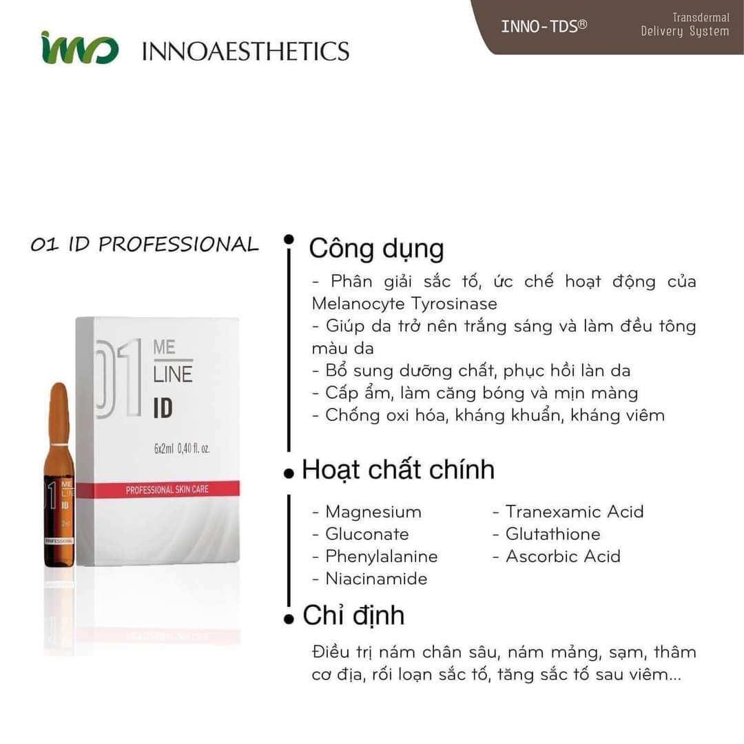 Hoạt chất meso ức chế hắc sắc tố gây tình trạng nám da Innoaesthetics MELINE 01 ID (nguyên hộp).jpg