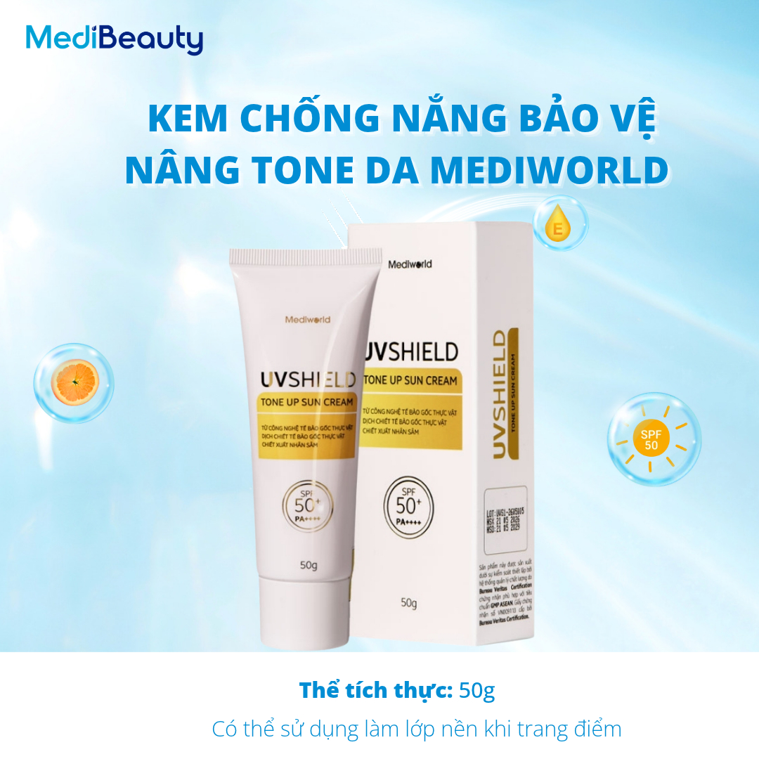 Kem chống nắng bảo vệ nâng tone da Mediworld UV Shield Tone Up Sun Cream.webp