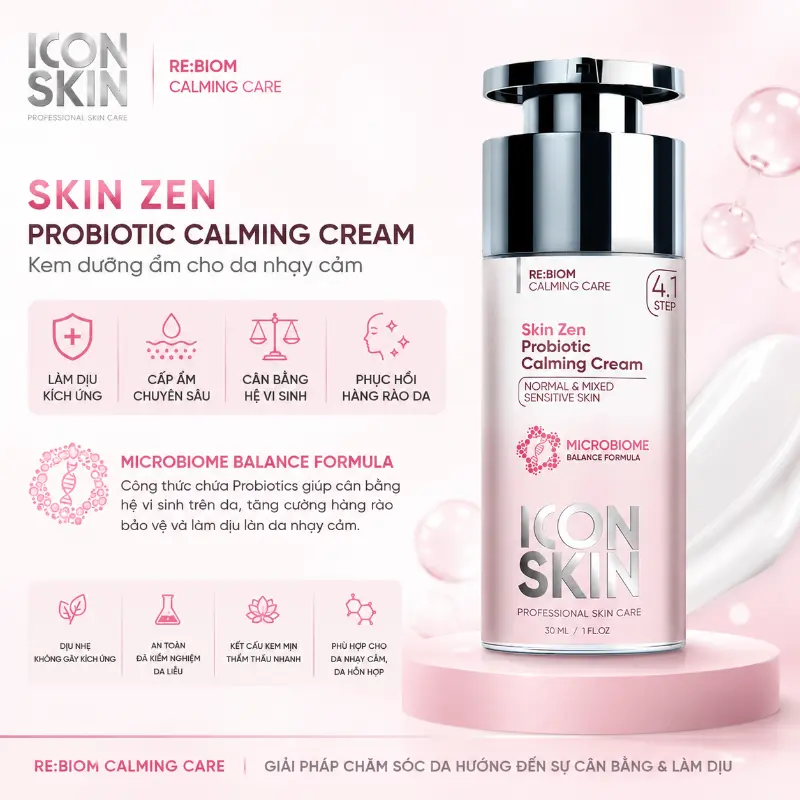Kem dưỡng ẩm cho da nhạy cảm Icon Skin Skin Zen Probiotic Calming Cream.webp