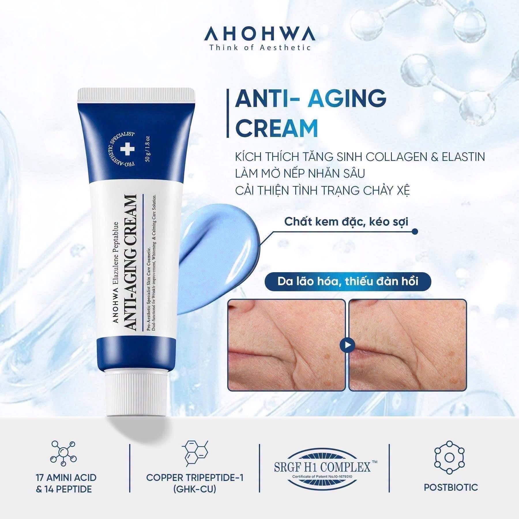 Kem dưỡng phục hồi trẻ hóa tế bào sinh học Ahohwa Elazulene Peptablue Anti-Aging Cream.jpg
