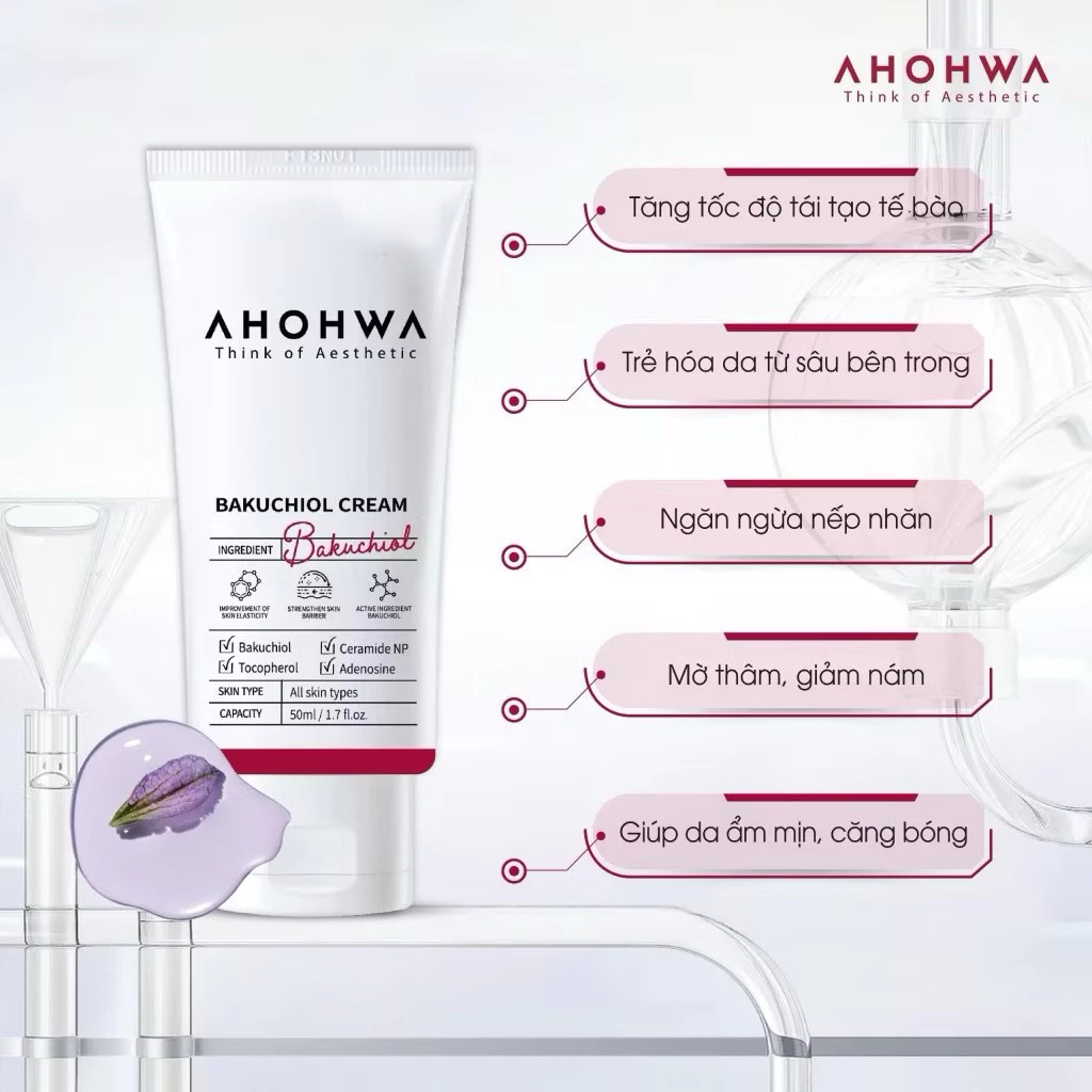 Kem dưỡng tái tạo trẻ hóa giảm nhăn Ahohwa Bakuchiol Cream.webp