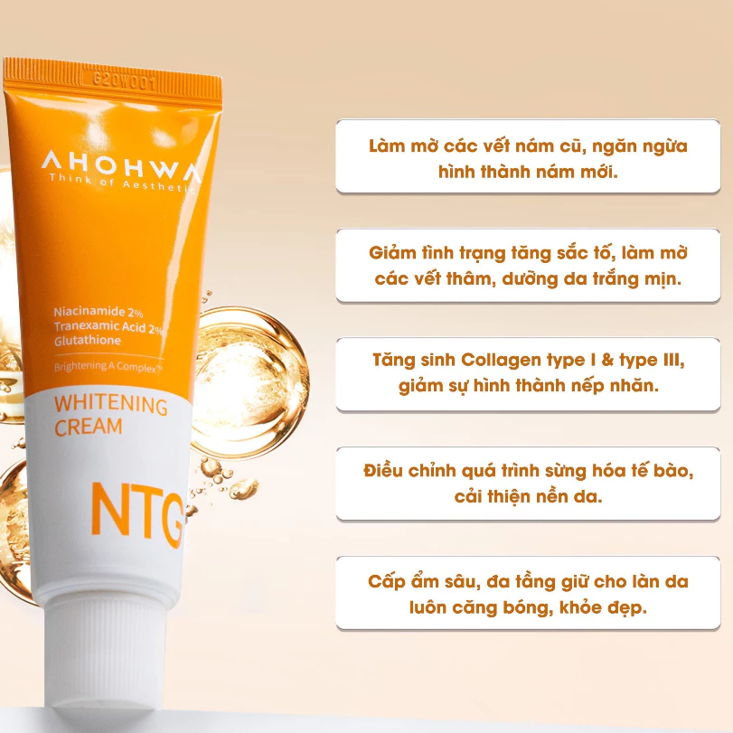 Kem dưỡng trắng giảm sạm nám tàn nhang da Ahohwa Whitening Cream NTG.webp