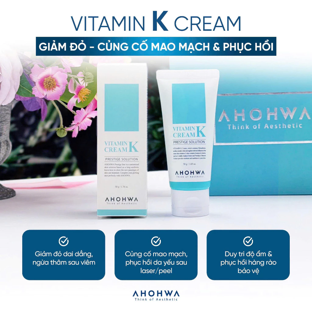 Kem phục hồi da giãn mao mạch da nhiễm corticoid Ahohwa Prestige Solution Vitamin K Cream.webp