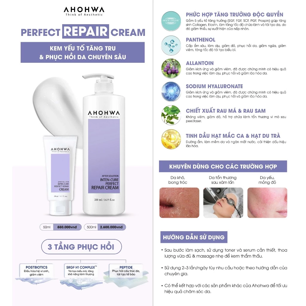 Kem tăng trưởng phục hồi da treatment Ahohwa After Solution Inten-Cure Perfect Repair Cream.webp