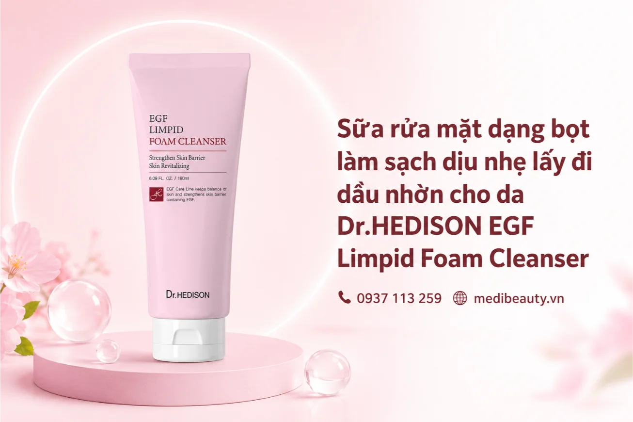Sữa rửa mặt dạng bọt làm sạch dịu nhẹ lấy đi dầu nhờn cho da Dr.HEDISON EGF Limpid Foam Cleanser.webp